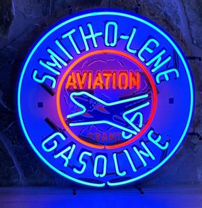 Fiftiesstore Smith-O-Lene Gasoline Neon Verlichting Met Achterplaat - 60 x 60 cm