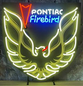 Fiftiesstore Pontiac Firebird Neon Verlichting Met Achterplaat 60 x 60 cm