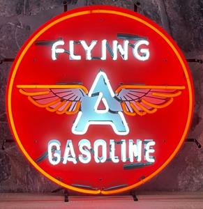 Fiftiesstore Flying A Gasoline Neon Verlichting Met Achterplaat 65 x 65 cm