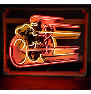 Fiftiesstore Board Tracker Motorcycle Neon Met Achterplaat XL - 100 x 75 cm