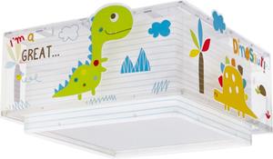 Dalber Kinderzimmer Deckenleuchte Dinos in Mehrfarbig und Weiß E27 2-flammig