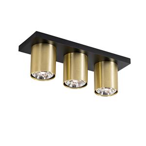 QAZQA Moderne plafondspot zwart met goud 3-lichts - Tubo