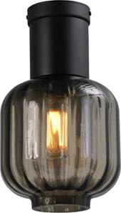 Masterlight Design plafondlamp Lett lll 20cm zwart met smoke glas 5160-05-05-20