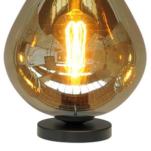 Masterlight Zwarte tafellamp Quinto 24cm met smoke glas 4260-05-05-3