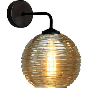 Masterlight Zwarte wandlamp Quinto met gestreept glas 3260-05-05-6