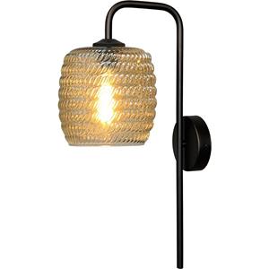Masterlight Zwarte wandlamp Quinto met geribd glas 3262-05-05-1