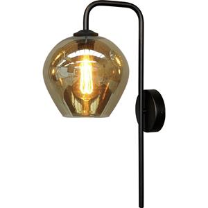 Masterlight Zwarte wandlamp Quinto met smoke glas 3262-05-05-3