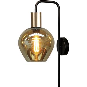 Masterlight Zwarte wandlamp Bounty met gouden fitting 3472-05-02-3