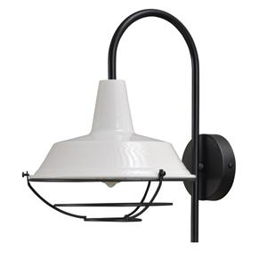 Masterlight Retro witte industrie wandlamp Industria Grid 32cm zwart met witte kap 3545-05-06-06-C