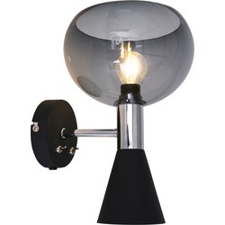 Anne Light & home Retro Wandlamp -  - Kunststof - Retro - E14 - L: 37cm - Voor Binnen - Woonkamer - Eetkamer - Zwart