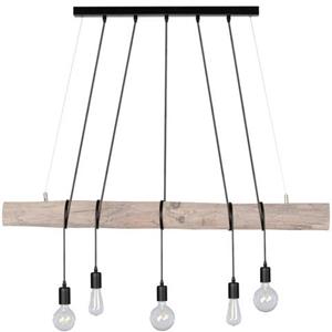 SPOT Light Hanglamp TRABO LONG Hanglamp, houten balk van massief grenenhout, hout grijs gebeitst