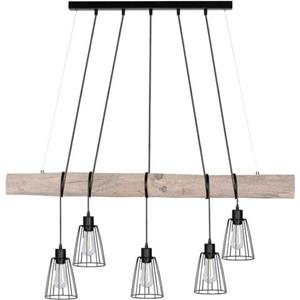 SPOT Light Hanglamp TRABO LONG Hanglamp, houten balk van massief grenenhout, hout grijs gebeitst