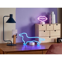 beliani Led Neon Licht Dekofigur Rosa 15 cm Hoch Mund Lippen Form Deko Batteriebetrieben für Wohnzimmer Schlafzimmer Büro Flur - Rosa