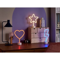 beliani LED Neon Licht Dekofigur 3er Set Mehrfarbig Herz Stern Blitz Deko Batteriebetrieben für Wohnzimmer Schlafzimmer Büro Flur - Bunt