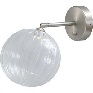 Masterlight Wandlamp nikkel Bocca met heldere glasbol 16cm 3140-37-00-DW