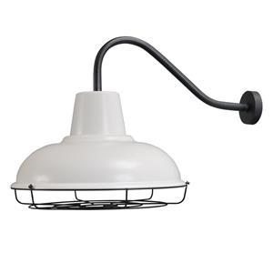 Masterlight Retro witte industrie wandlamp Industria Grid 73cm zwart met witte kap 3047-05-06-06-C