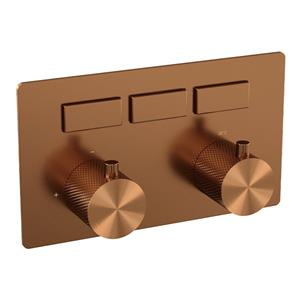 Brauer Copper Carving - 3 functies - inbouwthermostaat - drukknoppen - in/afbouwdelen - koper geborsteld PVD 5-GK-158