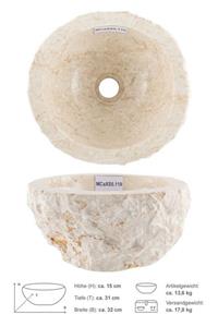 Wohnfreuden Aufsatzwaschbecken Marmor Steinwaschbecken EROSI 30 cm creme (Kein Set), 101659_MCaXS5.119