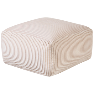 beliani Pouf Beige Cord 50 x 50 cm mit EPS-Perlen Abnehmbarem Bezug Quadratisch Einfarbig Modern Skandi Bodenkissen Sitzpouf Sitzmöbel Indoor - Beige