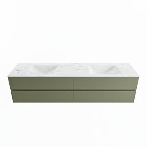 Mondiaz Vica Dlux badmeubel 200cm Army - Cloud wastafel Opalo dubbel - zonder kraangat