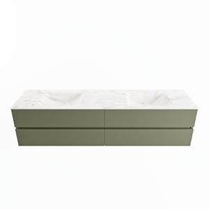 Mondiaz Vica Dlux badmeubel 200cm Army - Cloud wastafel Ostra dubbel - zonder kraangat