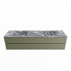 Mondiaz Vica Dlux badmeubel 200cm Army - Cloud wastafel Lava dubbel - met 2 kraangaten