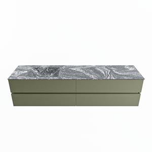 Mondiaz Vica Dlux badmeubel 200cm Army - Cloud wastafel Lava links - zonder kraangat