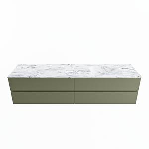 Mondiaz Vica Dlux badmeubel 200cm Army - Cloud wastafel Glace rechts - zonder kraangat