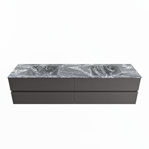 Mondiaz Vica Dlux badmeubel 200cm Dark grey - Cloud wastafel Lava dubbel - zonder kraangat