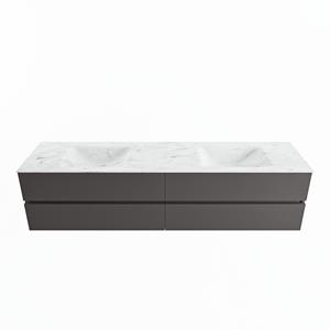 Mondiaz Vica Dlux badmeubel 200cm Dark grey - Cloud wastafel Opalo dubbel - zonder kraangat