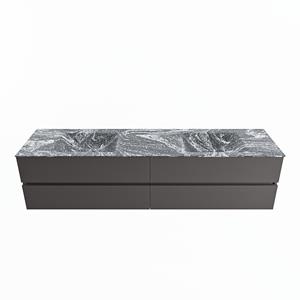 Mondiaz Vica Dlux badmeubel 200cm Dark grey - Cloud wastafel Lava dubbel - met 2 kraangaten