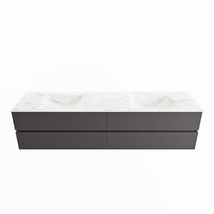 Mondiaz Vica Dlux badmeubel 200cm Dark grey - Cloud wastafel Ostra dubbel - met 2 kraangaten