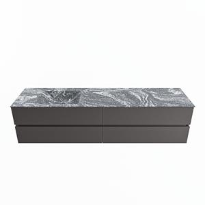 Mondiaz Vica Dlux badmeubel 200cm Dark grey - Cloud wastafel Lava links - zonder kraangat