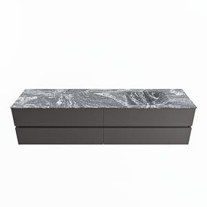 Mondiaz Vica Dlux badmeubel 200cm Dark grey - Cloud wastafel Lava rechts - zonder kraangat