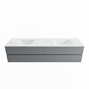 Mondiaz Vica Dlux badmeubel 200cm Plata - Cloud wastafel Opalo dubbel - zonder kraangat