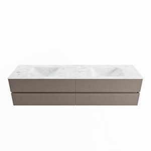 Mondiaz Vica Dlux badmeubel 200cm Smoke - Cloud wastafel Opalo dubbel - met 2 kraangaten