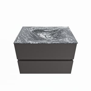 Mondiaz Vica Dlux badmeubel 70cm Dark grey - Cloud wastafel Lava midden - zonder kraangat