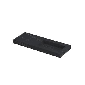 Ink Pitch Wastafel - keramische slab rechts met drain en front en side skirts 1 kraangat - Lauren black mat - 1200x450x90 mm (bxdxh)