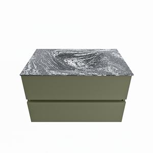 Mondiaz Vica Dlux badmeubel 80cm Army - Cloud wastafel Lava midden - zonder kraangat