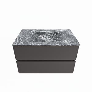 Mondiaz Vica Dlux badmeubel 80cm Dark grey - Cloud wastafel Lava midden - zonder kraangat