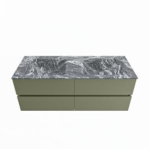 Mondiaz Vica Dlux badmeubel 130cm Army - Cloud wastafel Lava dubbel - zonder kraangat