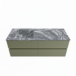 Mondiaz Vica Dlux badmeubel 130cm Army - Cloud wastafel Lava links - zonder kraangat