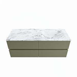 Mondiaz Vica Dlux badmeubel 130cm Army - Cloud wastafel Glace rechts - zonder kraangat