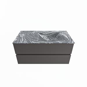 Mondiaz Vica Dlux badmeubel 100cm Dark grey - Cloud wastafel Lava rechts - zonder kraangat