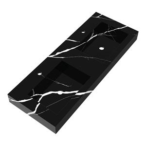 IChoice Artificial Marble dubbele wastafel 120x46cm - Nero Marquina - 2 kraangaten