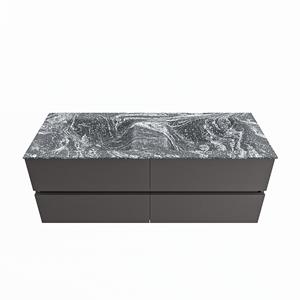 Mondiaz Vica Dlux badmeubel 130cm Dark grey - Cloud wastafel Lava dubbel - met 2 kraangaten