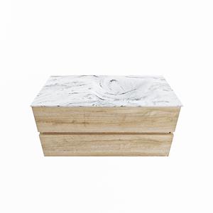 Mondiaz Vica Dlux badmeubel 100cm Washed Oak - Cloud wastafel Glace rechts - met 1 kraangat