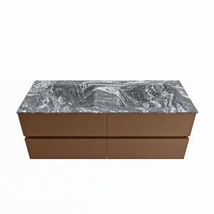 Mondiaz Vica Dlux badmeubel 130cm Rust - Cloud wastafel Lava dubbel - met 2 kraangaten