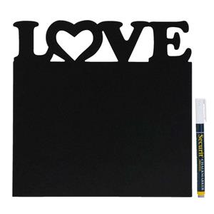Leen Bakker Memobord Love + stift - zwart - 25x25 cm