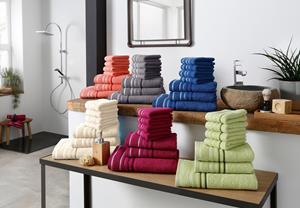 My Home Handtuch Set Niki, Set, 7 tlg., Walkfrottee, Handtuchset mit mehrfarbiger Streifenbordüre, aus 100% Baumwolle